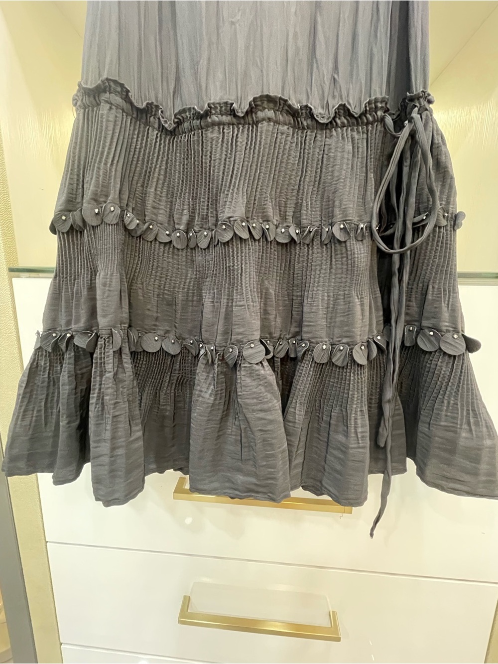 Ramy Brook Black Ruffled Tiered Mini Dress Size Large - Picture 3 of 7